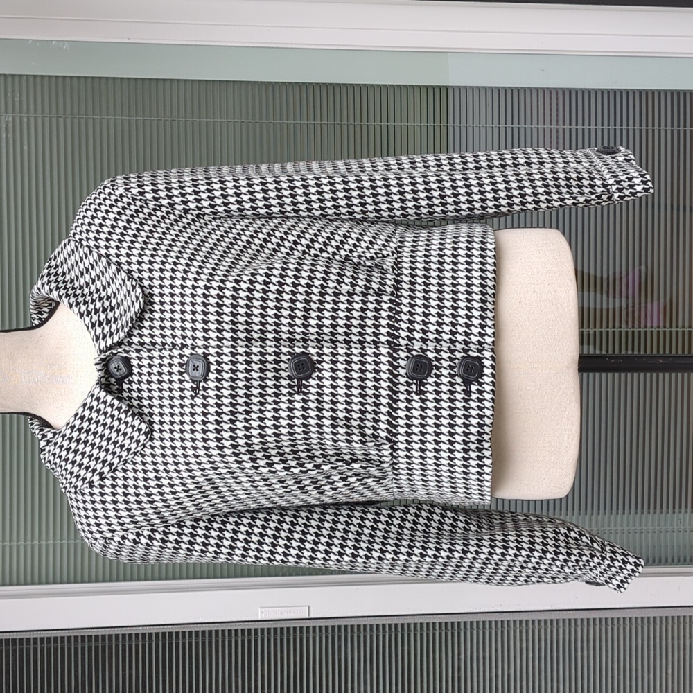 Worthington Houndstooth Oversized Collar Waist Length Jacket